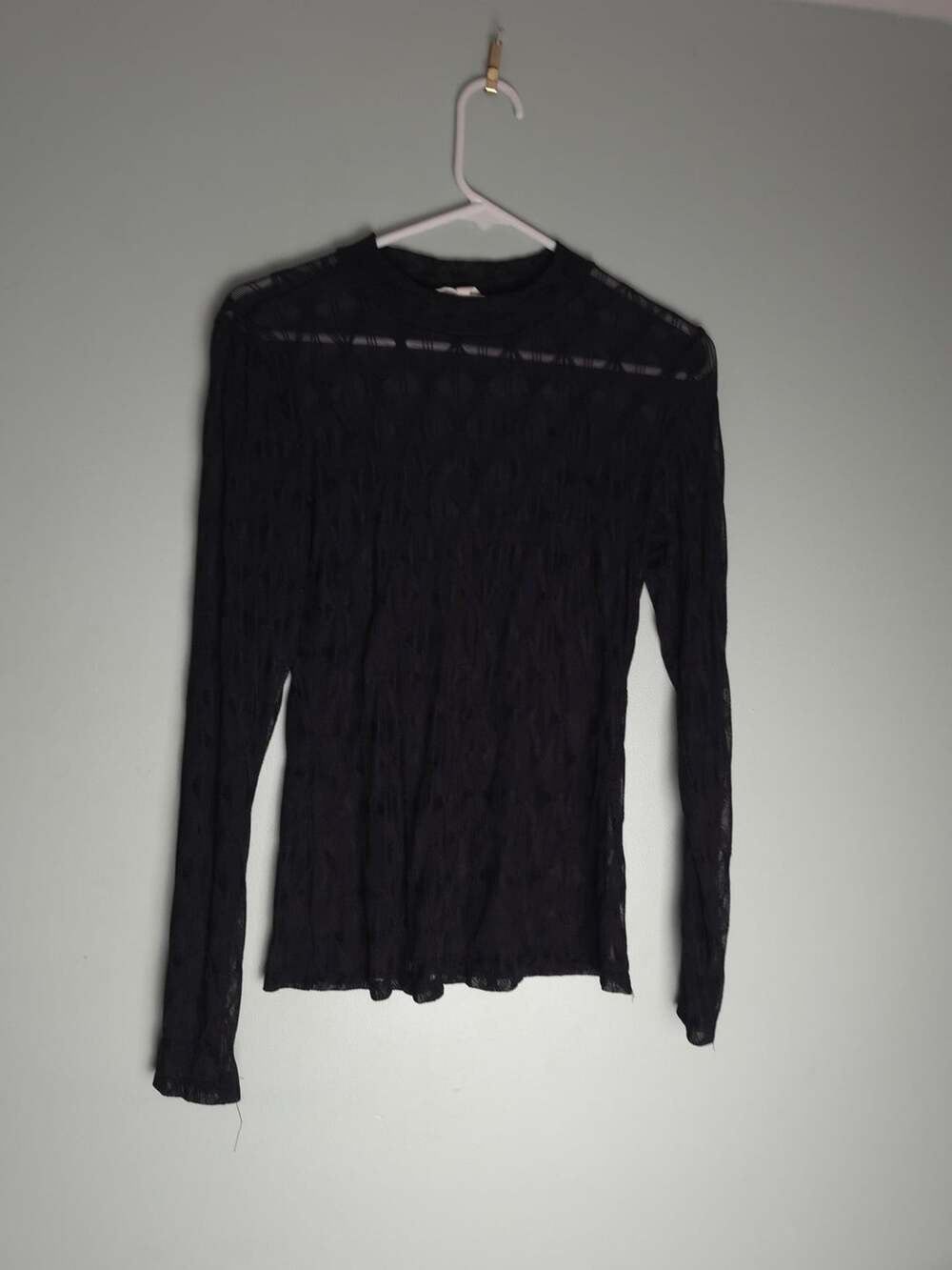 Altfashion Gothchic Maurices Long Sleeve Mesh Top Size S Black Mock Neck